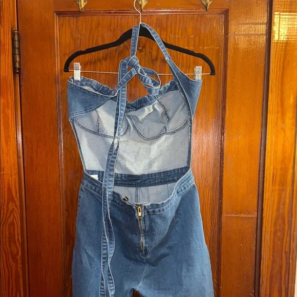 PrettyLittleThing Indigo Denim Jumpsuit - Picture 5 of 6